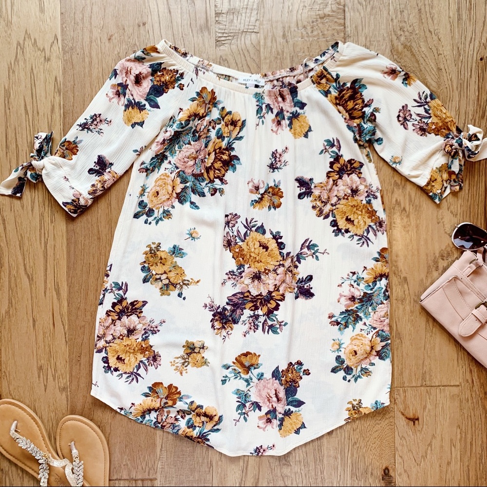 Floral off the shoulder babydoll dress